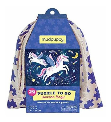 Mudpuppy Unicorn Magic To Go Puzzle, 36 Piezas, Edad 3 +, Bo