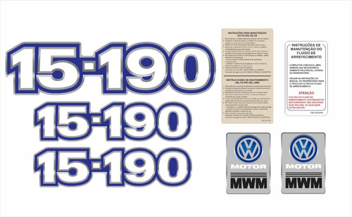 Kit Adesivo Emblema Compatível Volkswagen 15-190 Mwm Cmk64