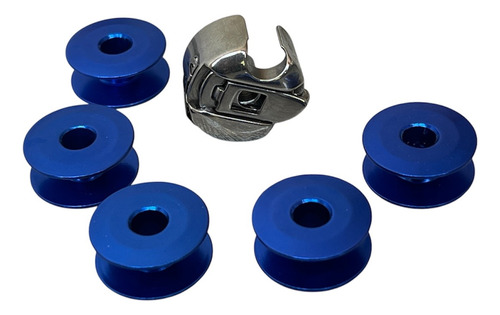 1 Bobina Y 5 Carretes Azules Para Máquina Recta Industrial