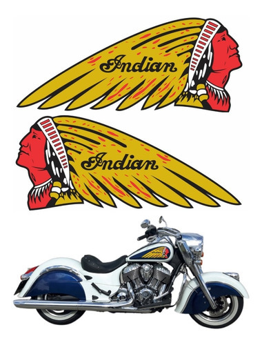 Par Adesivos Índio Tanque Para Indian Motorcycle 16477 Cor Amarelo