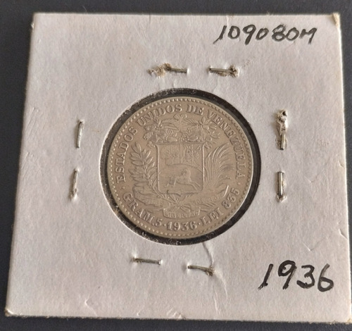 Moneda De Plata 1936 Bs1 Ley 835 