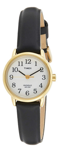 Reloj Timex Easy Reader De Piel Negra En Tono Dorado Para Mu