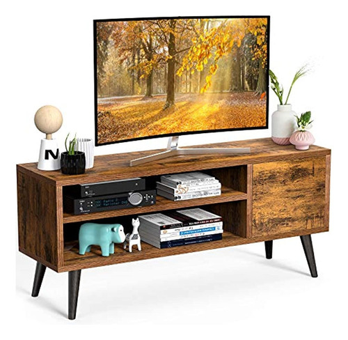 Mueble Para Tv De Madera Color Marrón Con Almacenamiento.
