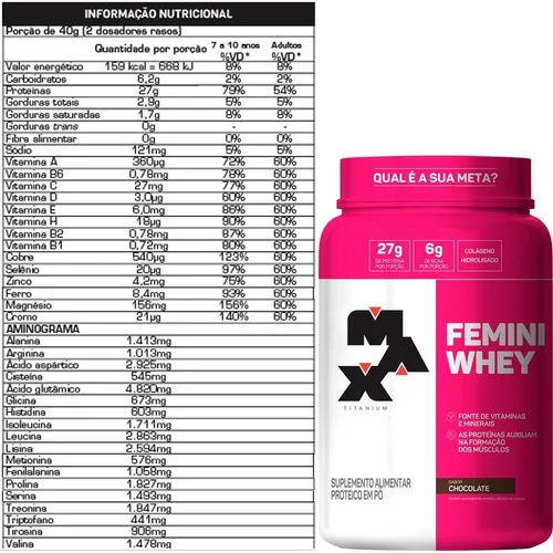 Whey protein hotsell feminino max titanium