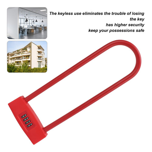 Red Bike Combination U Lock Antirrobo Grillete Largo