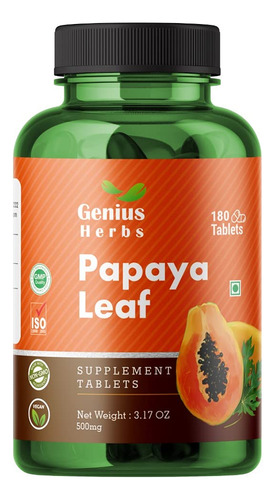 Genius Herbs Tabletas De Hoja De Papaya De  Mg | Tabletas D.