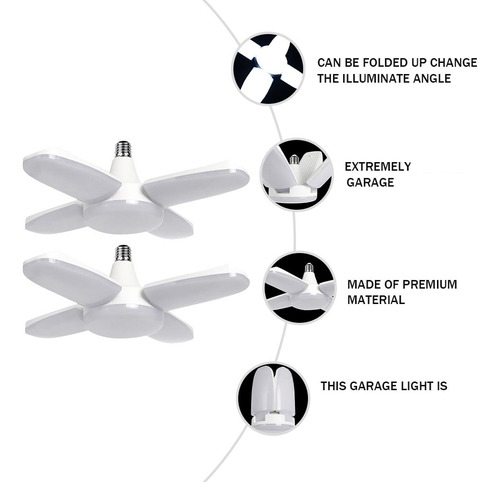 Luces De Garaje Led Plegables Deformables De 6500 K Con Torn
