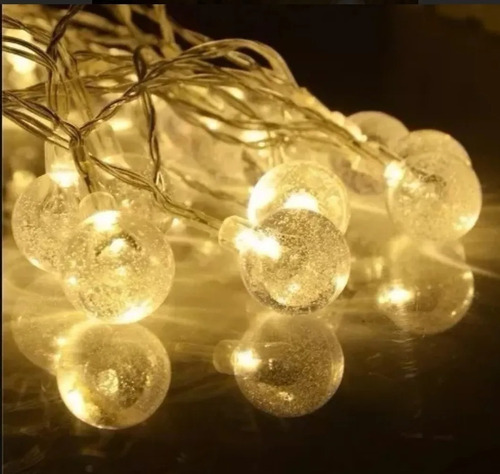 Imagen 3 de 8 de Luces Guirnalda Navidad 50 Led Bolita Cristal 5 Mt A Pila-*