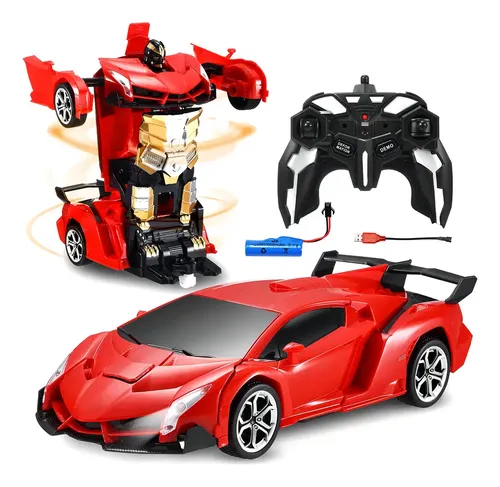 Carro Rc Transformável Lictin Controle Remoto 2.4ghz Escala 1:18 Vermelho Marshall