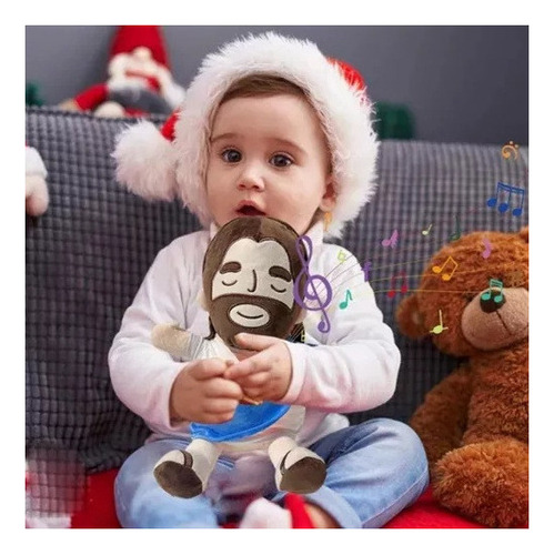2 Piezas De Peluche Navideño De Jesús Que Respira Con Luces
