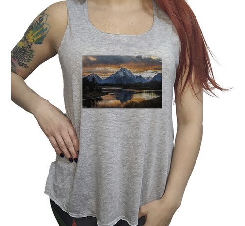 Musculosa Ac Dama Paisaje Patagonia Atardecer Cielo