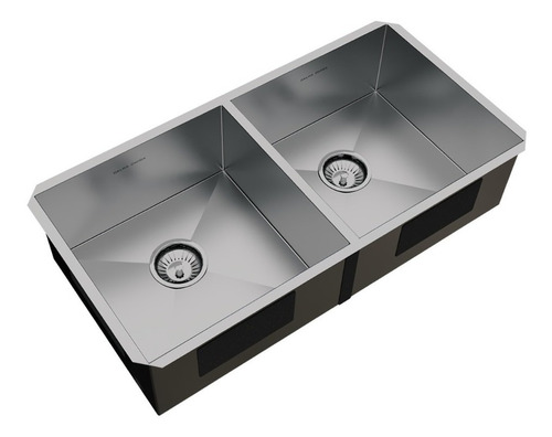 Imagem 1 de 7 de Cuba Dupla Inox Quadrada Pia C/ Válvula 80x40 Embutir