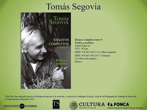 Libro Ensayos Completos De Tomás Segovia Tomo Iv