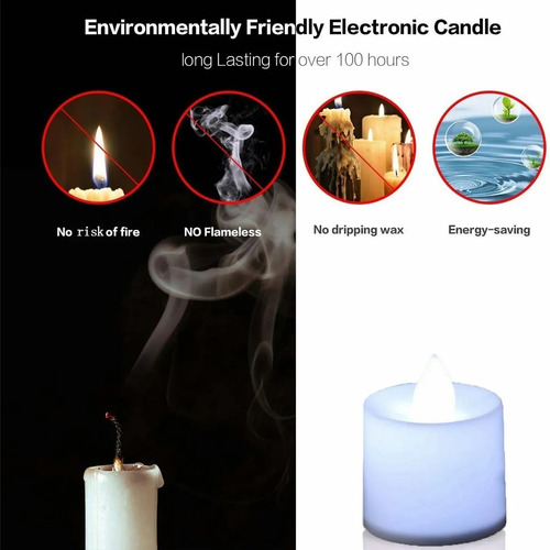 Pack 24 Velas A Pila De Led Con Efecto Llama