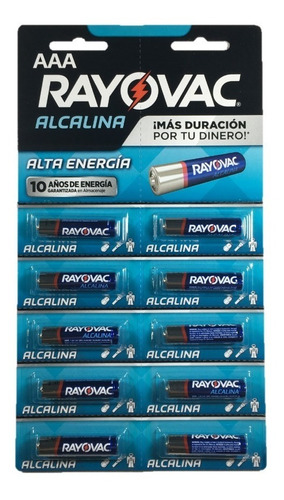 Pila Aaa Alcalina Rayovac X 10 Unidades. 