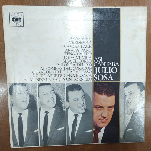 Disco Vinilo De Julio Sosa, Así Cantaba Julio Sosa, Cbs