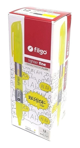 Resaltador Marcador Filgo Lighter Fine Amarillo Fluo Cj X12