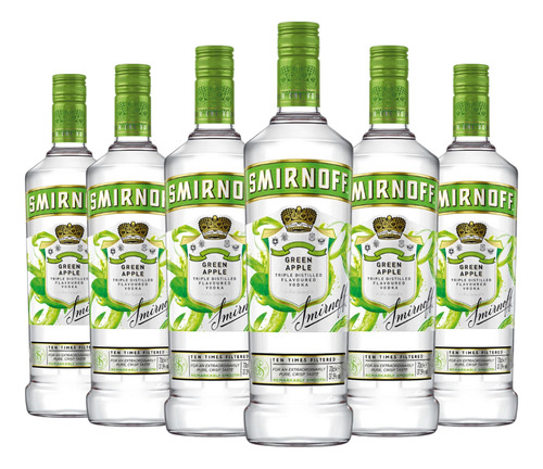 Vodka Smirnoff Green Apple Saborizado Manzana Verde Pack X6