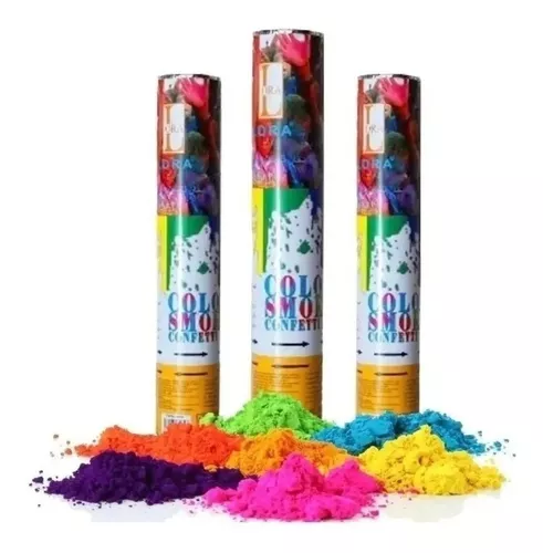 Pack 3 Confetti Cotillon Cañon Lanza Humo Colores 40cm