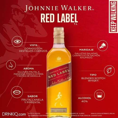 Pack De 3 Whisky Johnnie Walker Red Label 1 Litro