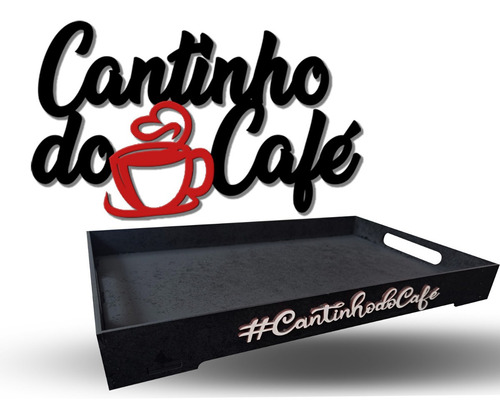 Kit Bandeja E Painel Decorativo Cantinho Do Café Luxo Em Mdf Combo Cantinho do Café