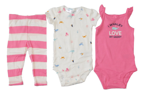 Carters Set 3 Piezas Bodies Cortos Y Pantalon Nena