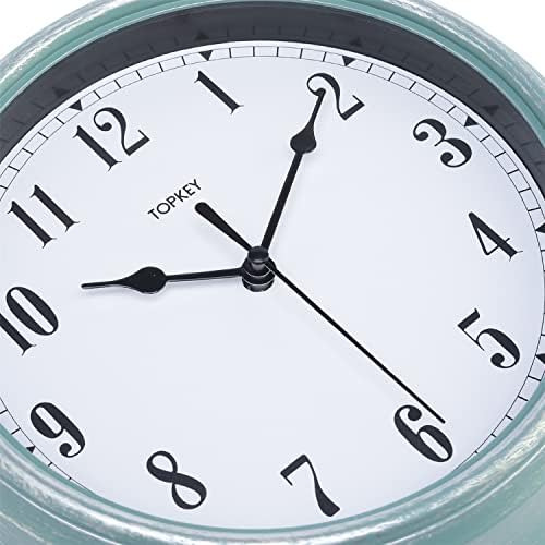 Topkey Reloj De Pared Silencioso Cocina 9 Pulgadas Retro Sin
