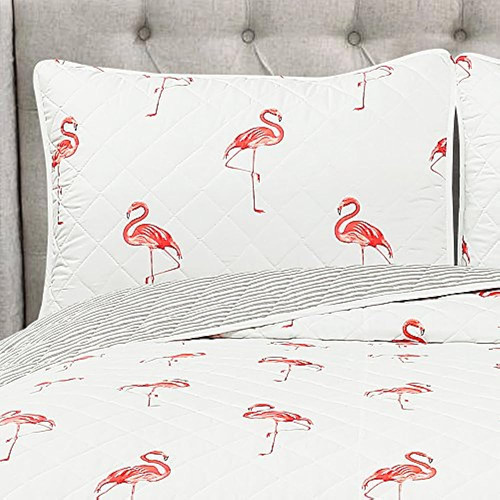 Decoración Exuberante Kelly Flamingo Juego De Colcha King Co