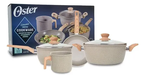 Oster Jogo de Panelas Oster Marble Edition com Cerâmica Antiaderente para Indução