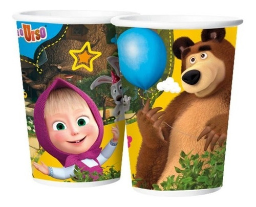 Copos De Papel 180ml Masha E O Urso 40 Unidades  Aniversário