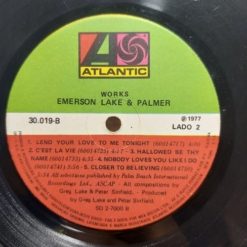 Imagem 7 de 8 de Vinil Lp Emerson Lake And Palmer Works Duplo 1977