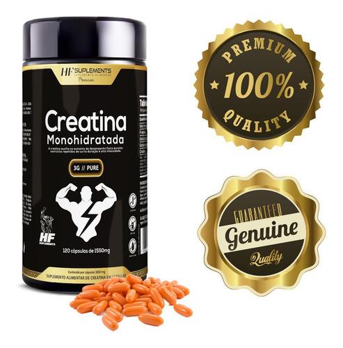 Imagem 2 de 5 de Creatina Monohidrata 3g Pure 120caps 1550mg Hf Suplements