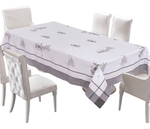 Mantel Navideño Bordado De Lino Elegante Rectangular 2mx1.5m