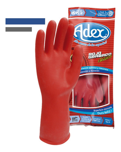 Guante Rojo Grabado Adex, Resistente A Químicos (24 Pares)