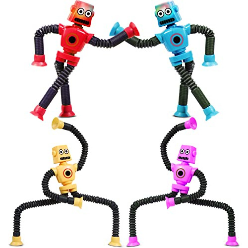 4pcs Led Telescopic Suction Cup Robotics Toy, Pop Tubes...