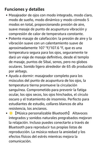 Masajeador De Ojos Inalámbrico Con Parlantes Bluetooth