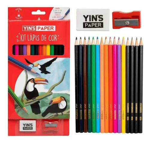 Kit Lápis Colorido Para Pinturas Desenhos 18 Itens