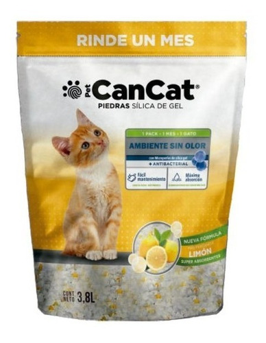 Piedras Sanitarias Can Cat Silica Gel Limon 3,8 Lts Mascotas