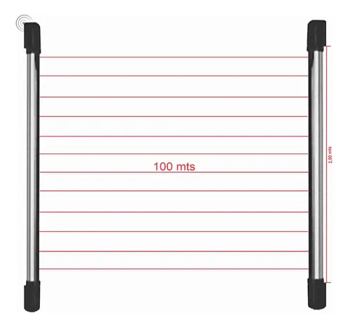 Barrera Perimetral Fotoeléctrica A 100mts 12 Rayos Exterior