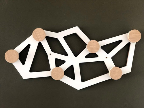 Imagen 7 de 8 de Perchero De Pared Vitto Escandinavo Nordico Blanco Roble Mel