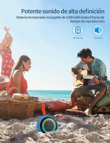 Bocina Portátil Moreka M407 Mini Altavoz Bluetooth 5w Resistente Al Agua Luz Rgb Tws Color Negro