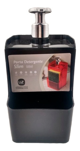 Porta Dispenser Detergente Suporte Bucha Esponja Preto 500ml