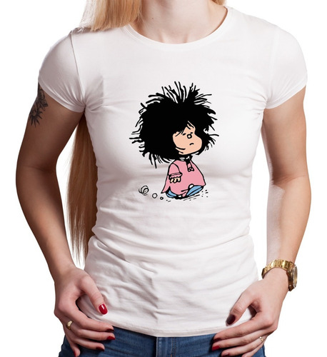 Imagen 3 de 6 de Remera Mafalda Despeinada Modal Premium Hombre Mujer Niños