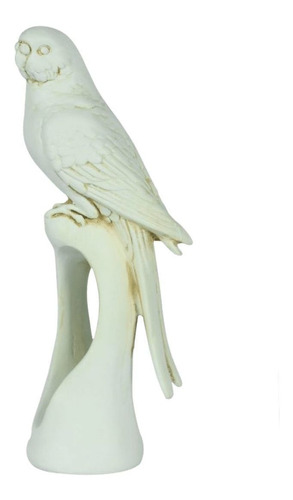 Escultura De Pássaro Em Material Poliresina Branco Provençal