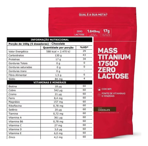 Max Titanium Zero Lactose | 2.400 Kg Hipercalórico Chocolate