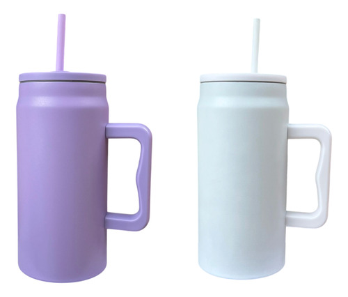 15 Termo 50oz Vaso Con Asa Y Tapa Popote Colores Mayoreo Surtido