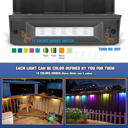~? Volisun Solar Deck Lights Outdoor Fence Lights, 7 Colores