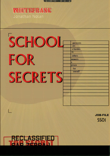 Whitefrank: School For Secrets, De Nolan, Jonathan. Editorial Lulu Pr, Tapa Blanda En Inglés
