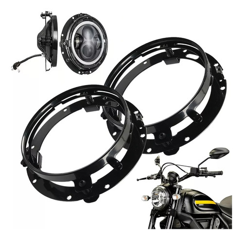 Par Bases Faro Led Redondo 7 Pulgadas Universal Jeep Vocho