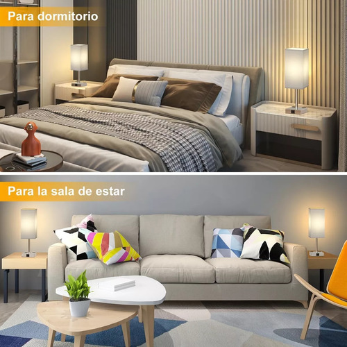 Lámpara De Mesa De Noche Táctil Con Usb A+c Y Toma Ac